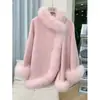 Capa de moda juvenil para mujer, nuevo estilo Primavera y Otoño 2025, Ropa exterior tipo chal, Cálida y elegante, Abrigo con cuello de piel para socialité