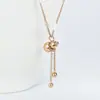 Colar com Pingente Longo de Franjas em Aço Inoxidável Venda Quente Transfronteiriça Corrente de Clavícula Dupla Camada Ouro 18K Luxo Acessível Joias de Alta Qualidade
