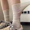 Meias de Renda Vazada para Empilhar Meias Femininas de Verão Brancas de Comprimento Médio Estilo Miu Ballet com Sapatos Solteiros Meias Birkenstocks