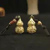 Metal Latão Auspicioso Cabacinha Oca Chaveiro Dragão Duplo Ruyi Pingente de Cabacinha Pingente de Chave de Carro Acessórios com Padrão de Dragão