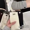 Calcetines de Punto con Bordado de Corazón Estilo Coreano para Mujer, Calcetines de Algodón Transpirables Absorbentes del Sudor, Elásticos, de Caña Media con Letras en el Talón, Estilo Popular Calcetines Holgados