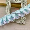 Accesorios de Encaje Plegado con Lunares Blancos y Negros de Doble Capa Materiales Hechos a Mano para Bricolaje Cinta Accesorios para el Cabello Materiales de Decoración