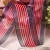 Cinta Coreana DIY Moño Accesorios para el Cabello Ropa Sombrero Caja de Regalo Paquete de Flores Accesorios Patrón Vertical Impreso Cinta de Hilo