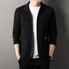 Cardigan de Tricô Popular Transfronteiriço Jaqueta Suéter Masculina Tendência Casual Masculina Cor Sólida Simples Top Atacado