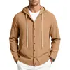 2026 Camisa de lino con capucha de manga larga para hombre estilo americano otoño e invierno transfronteriza, chaqueta con capucha tejida de color liso con cordón