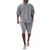 2025 Popular de Exportação Versão Grande Traje Esportivo Casual Solto Camiseta de Manga Curta Shorts Tendência Europeia e Americana Roupas Masculinas