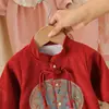 Nuevo Estilo Otoño Romper Mono Rojo de Doble Capa Luna Llena Ropa para Bebés Niños Pequeños Traje para Gatear Cálido