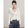 Cardigã de tricô com ponto trançado, gola redonda, cor off-white, para mulheres, jaqueta de tricô suave e macia para primavera e outono, top vintage slim fit