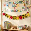 Exclusivo para ventas transfronterizas: Banderines de fieltro de manzana, lápiz y autobús escolar, banderas de tela no tejida para decoraciones de regreso a clases, envío OEM disponible