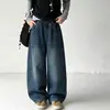 Jeans de Primavera y Otoño para Niñas 2026 Moda Estilo Coreano Vintage Cintura Elástica Pierna Ancha Jeans para Niños Mayores