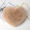 2019 Nuevo Día de San Valentín Bolso de Peluche con Cadena en Forma de Corazón para Mujer Bolso Cruzado Bolso Pequeño con Forma de Corazón de Melocotón para Mujer