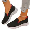 Zapatos casuales transfronterizos de talla grande, zapatos transpirables de tejido fly-knit para mujer, zapatos de malla ligeros y cómodos, zapatos casuales de corte bajo con suela suave