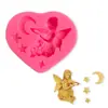 Europeu Retro Anjo Flip Açúcar Molde diy Chocolate Baking Cake Decoração Ritmo Seco Anjo Molde de Silicone