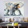 Tapeçaria de Parede com Estampa Digital Europeia e Americana de Elefante Pintura a Óleo, Manta Cobertor de Sofá de Luxo Leve, Arte de Parede Decorativa para Quarto e Sala de Estar