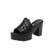 Sandalias de verano para mujer con plataforma para aumentar altura, boca de pez, moda 2026, huecas, de una tira, suela gruesa, antideslizantes, para madres