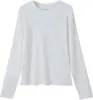 Outono Inicial 230g Fio de Elastano Slim Feminino Gola Redonda Manga Longa Camiseta Coreana Cor Pura Simples Camada Interna Camisa Top
