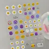 Adesivos de Unha com Rosto Sorridente de Dopamina Estilo Coreano Flor Emoji Fofa Unhas Usáveis Adesivos de Unha DIY Estilo CA