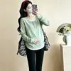 Ropa de maternidad para otoño e invierno, nueva camiseta de doble propósito para lactancia y embarazo, conjunto de leggings de cintura alta con soporte abdominal ajustable para futuras madres