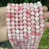 Polvo Flor de Durazno Flor Punto Jade Persa Cuentas Sueltas Blanco Polvo Color Fresa Calcedonia Persa Cuentas Redondas Venta al por Mayor Joyería DIY con Cuentas
