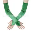 Guantes largos de satén microelásticos de color liso 1920 Retro europeo y americano fiesta ópera baile nupcial boda accesorios guantes