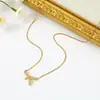 Collar de Acero de Titanio que No se Desvanece para Mujer, Diseño Único de Nicho, Estilo de Celebridad de Internet de Moda, Cadena de Clavícula con Colgante de Cobre Minimalista, Venta Caliente