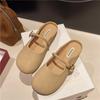Zapatillas de Media Caña Baotou para Mujer para Usar Afuera Mary Jane Primavera y Verano 2025 Zapatos Planos Nuevos Suela Versátil Sandalias de Deslizamiento Perezosas