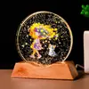 Nova Bola de Cristal Luminosa Estéreo 3D Escultura Interna Impressão Colorida Via Láctea Ornamentos de Cristal Decoração de Mesa de Cabeceira Infantil Luz Noturna