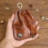 Estilo Japonés Simple Piel de Vaca de Primera Capa Cuero Curtido Vegetal Retro Bolsita para Mujer Mini Bolsita para Llaves Portatarjetas Billetera para Monedas Bolsa de Cosméticos