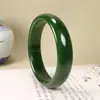 Pulsera de Jade Verde Imitación Hetian Jade al por Mayor Pulsera de Jade Artesanía para Mujer Tiras Planas Verde Espinaca Tiras Redondas Delgadas Natural