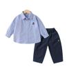 Conjunto de Roupa de Outono Estilo Europeu para Meninos, Camisa e Calça Longa para Bebês, Camisa Casual e Calça para Meninos