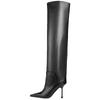 Europeas y Americanas Nuevas Botas Sexy de Tacón Stiletto de Punta Sobre la Rodilla Moda Pasarela Costuras Talla Grande Botas Rectas para Mujer