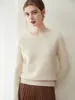 Suéter gola redonda ombro raglã 100% cashmere outono e inverno para mulheres, pulôver solto e casual, suéter base espesso e quente