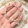 Pulseira de Contas Redondas de Seda Dourada e Jade de Xinjiang Joias de Jade Branco Pulseira Colorida Joias Atacado Estilo Feminino Fonte de Suprimento para Transmissão ao Vivo
