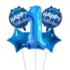 Set de Globos Azules de Papel de Aluminio Digitales de 32 pulgadas para Fiesta de Cumpleaños, Accesorios para Fotos, Suministros