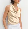 Top Importado de Japón de Acetato Satinado Doble Cara Corte Oblicuo a 45 Grados Cuello Oscilante Look Adelgazante con Aura de Alta Definición y Versatilidad Ropa Interior Elegante