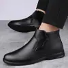 Botas de Hombre Botas Chelsea de Caña Alta Zapatos de Piel Suave Zapatos Casuales de Algodón de Terciopelo de Invierno Zapatos de Piel Genuina Talla Grande Botas de Piel con Suela Suave