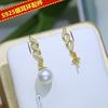 Accesorios para pendientes DIY, pendientes de plata de ley S925 con circonitas, pendientes vacíos, pendientes hechos a mano, productos semiacabados de plata.