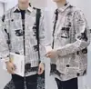 Camisa de Manga Larga con Estampado de Periódico Estilo Hong Kong Edición de EE. UU. Creativa Tendencia Callejera Holgada Precio de Fábrica