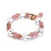 Pulsera de Cristal de Fresa Natural Pulsera de Cristal Blanco Luna Regalo Dulce, de Moda y Fresco para Novia Dropshipping