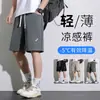Shorts de Verão Europeu Transfronteiriço para Homens, Nova Marca Tendência Esportiva Gelo-Sinta Respirável Cinco Pontos Calças, Calças Casuais Soltas de Comprimento Médio