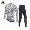 Jersey de Ciclismo Xintown Traje Longo Flor Azul Novo Traje Longo de Verão Traje de Corrida Traje Traje de Bicicleta Mulher