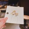 Set de Cobre Bañado en Oro Real con Circonita Anillo Estrella Gato Ojo Coreano Diseño Femenino Sentido Simple Abierto Mayoreo