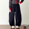 Calça Jogger Casual Estilo Coreano para Meninas 2026 Nova Moda Calça de Tricô Curva com Rebites para Crianças Maiores Calça Solta