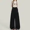 Pantalones de traje retro estilo americano, corte holgado, cintura alta, pierna ancha, pantalones casuales para mujer, pantalones de pierna recta para otoño, pantalones versátiles de largo completo