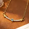 Collar de borla de diamantes con esmalte de gota de lujo ligero estilo francés microincrustado para mujer, cadena de clavícula dulce de dopamina a la moda de alta gama