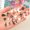 Série Preto e Branco Nuvem Cruz Gato Acessórios Pingente de Liga DIY Corrente de Celular Chaveiro Charme
