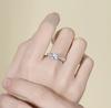 Anel de Liga com Seis Garras e Diamante Simulado para Mulheres, Estilo de Casal Simples e Fashion, Zircônia, Proposta, Casamento, Anel Aberto, Atacado, Par de Anéis