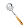 Espátula de acero inoxidable engrosada no magnética colador grande suministros de cocina mango de imitación madera colador grande pala de cocina cuchara de cocina