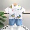 Traje de Verano para Niños 2024 Nuevo Estilo Coreano Traje Fresco de Verano para Niños Conjunto de Dos Piezas de Manga Corta para Niños Pequeños y Medianos Marca de Moda