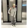Chaqueta de Algodón con Relleno de Plumón Ligera de Costilla Estilo Retro Americano Pareja Invierno Casual Versátil Protección contra el Frío con Capucha Abrigo Corto Mujer